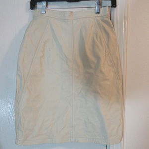 TANAZZIA CREAM LEATHER SKIRT LINED 5/6
